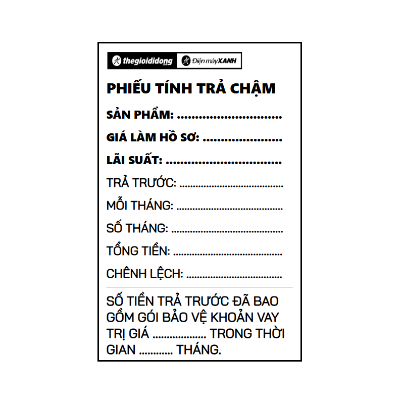 PHIẾU TƯ VẤN TRẢ CHẬM